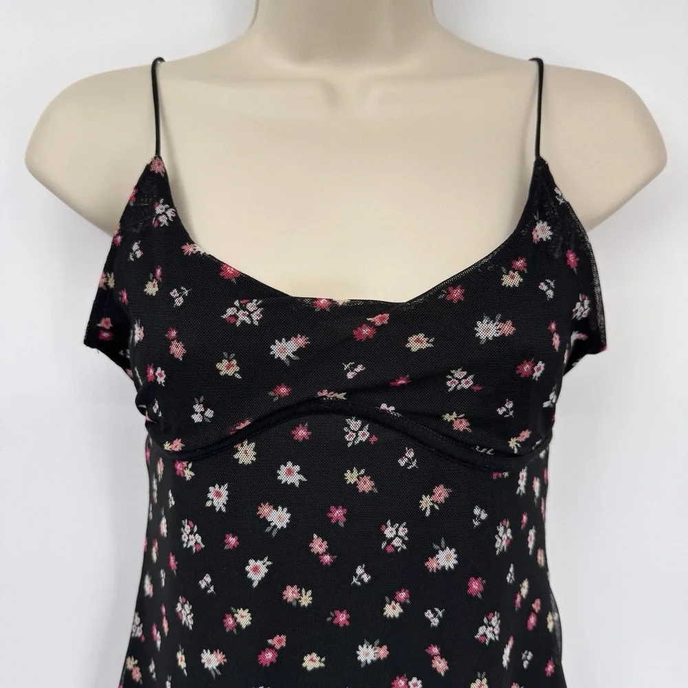 Vintage Y2K Blue Jasmine Babydoll Slip Dress XXS Black Whimsigoth Dark Romantic - Picture 3 of 13